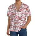 thumbnail image 3 of Xecao offers the Kawaii Pig for Men's Casual Short-sleeved Shirt, a button-up collared shirt with a pocket, perfect for beach vacations and yacht travel in the X-Large size., 3 of 7