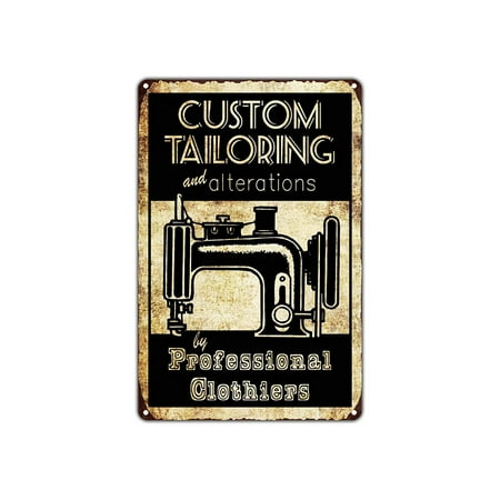Custom Tailoring & Alterations By Professional Clothiers Vintage Retro Metal Wall Decor Art Shop Man Cave Bar Garage Aluminum 18