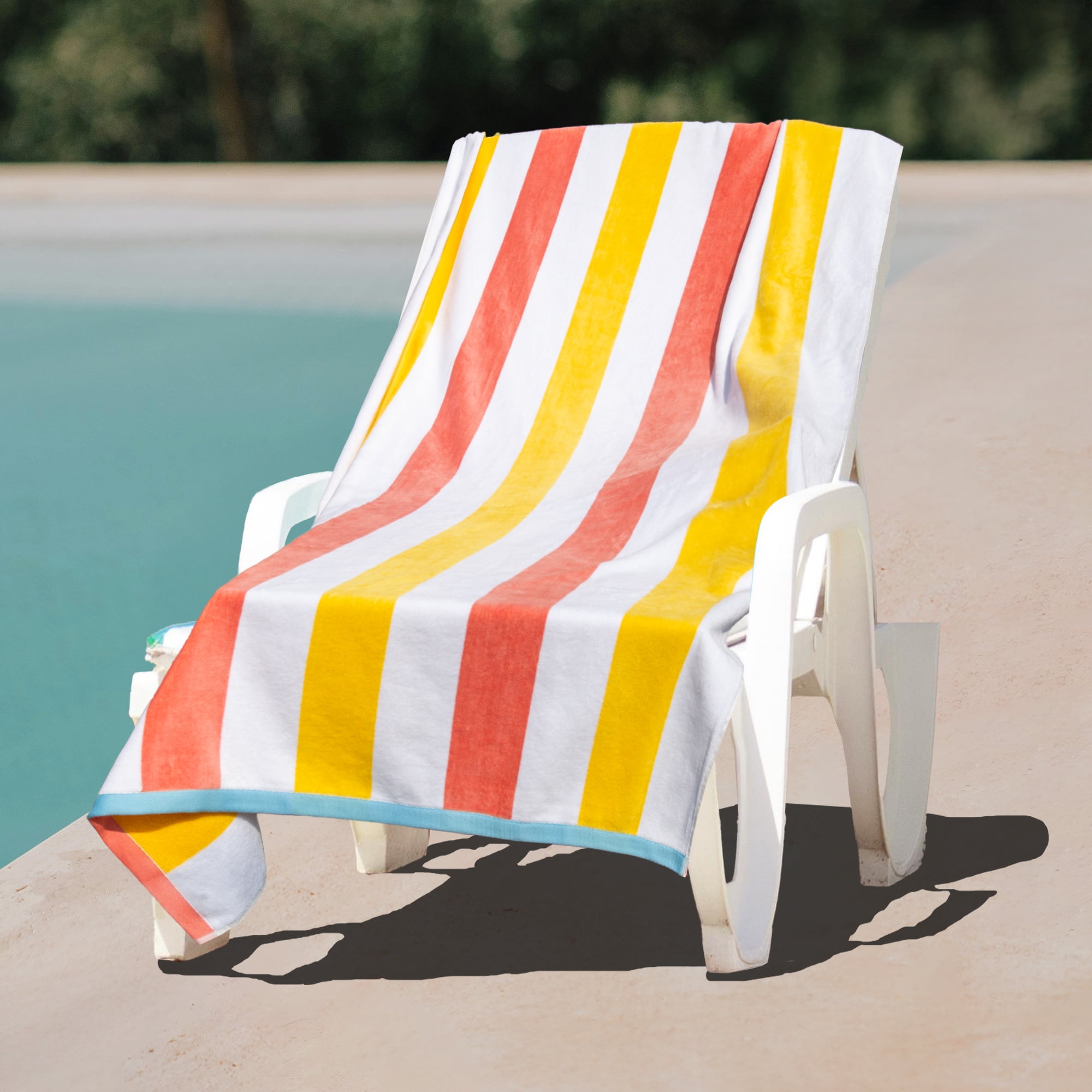Better Homes & Gardens Cabana Stripe Oversized Beach Towel, 72" x 38", Pink and Yellow