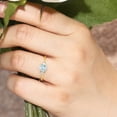 thumbnail image 5 of 10K Yellow Gold Sky Blue Aquamarine and White Created Sapphire 3-Stone Engagement Ring for Women | 0.78 Cttw | Round 6MM | Wedding Engagement Anniversary Promise Ring for Women | Size 7, 5 of 6