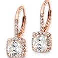 thumbnail image 2 of Sterling Silver Rose-Tone Polished Princess Cut Cz Leverback Earrings (21.32 X 8.17) Made In China qe16249, 2 of 5