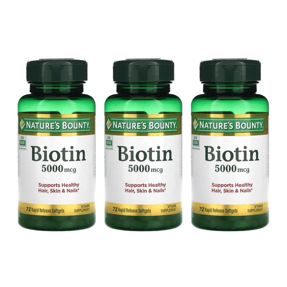 Nature's Bounty Biotin 5000 mcg Liquid Softgels 72 ea (Pack of 3)