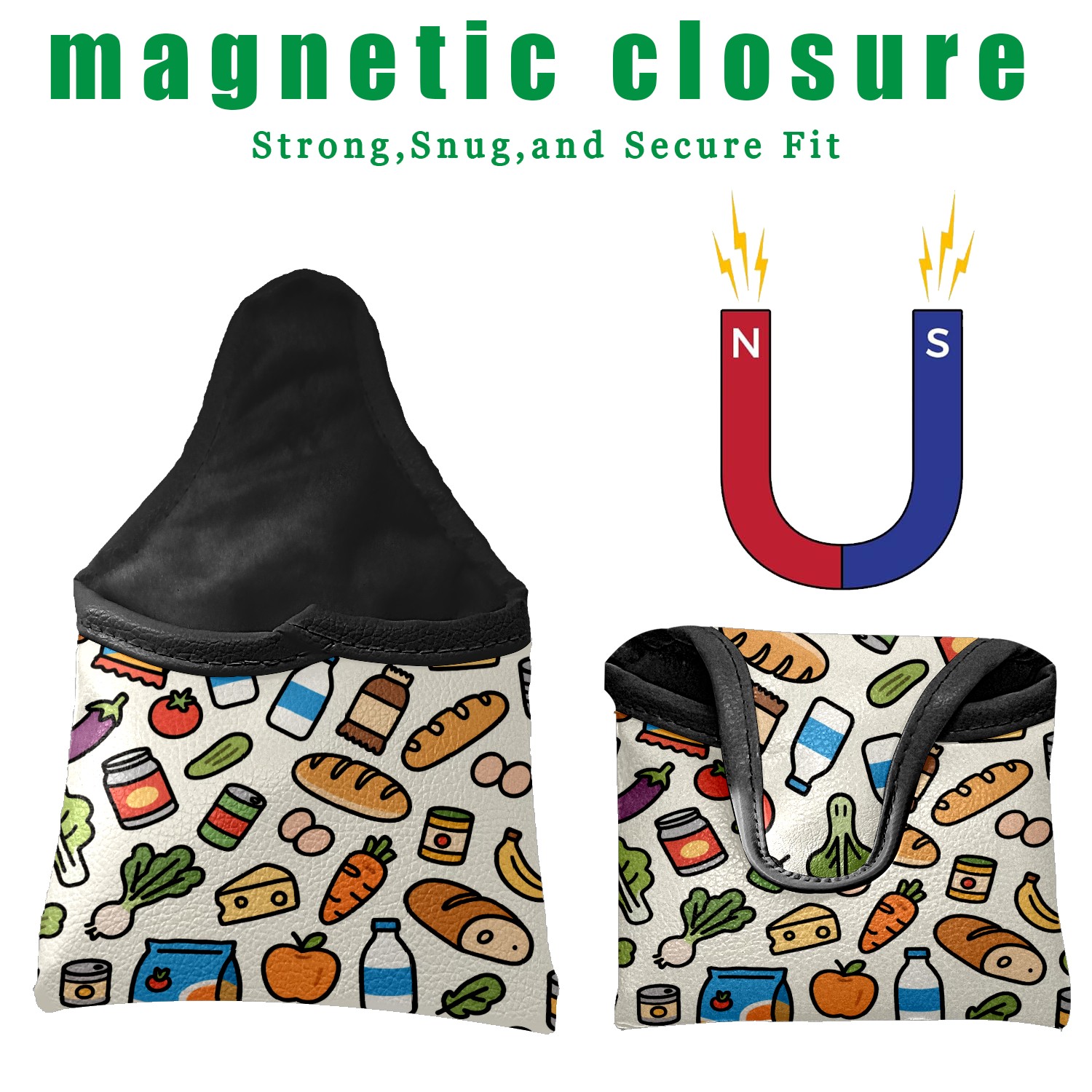 Golf Club Head Cover Waterproof Leather Golf Headcovers Velvet Lined Golf Cover,Golf Club Covers for Driver Club Head Covers for Women Men Food Icons