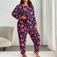 thumbnail image 2 of Posijego Women's Plus Size Pajama Set Heart Graphic Long Sleeve Sleepwear Pants Pjs Lounge Sets XL-5XL, 2 of 6