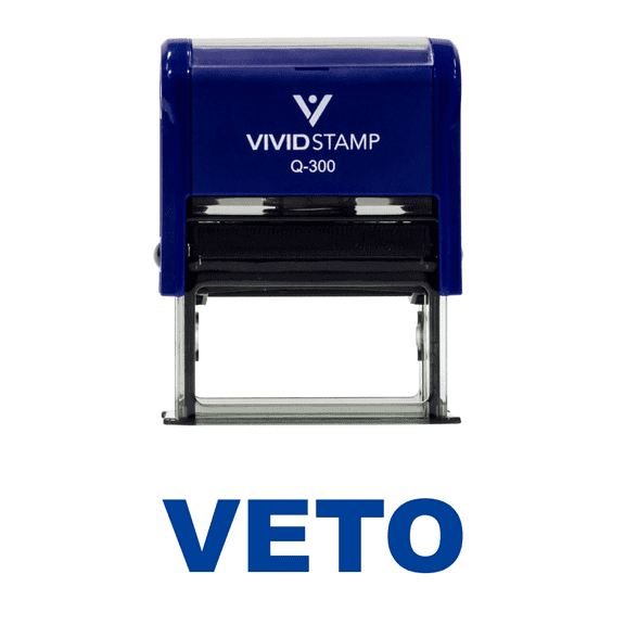 Vivid Stamp VETO Self Inking Rubber Stamp (Blue Ink) - Large