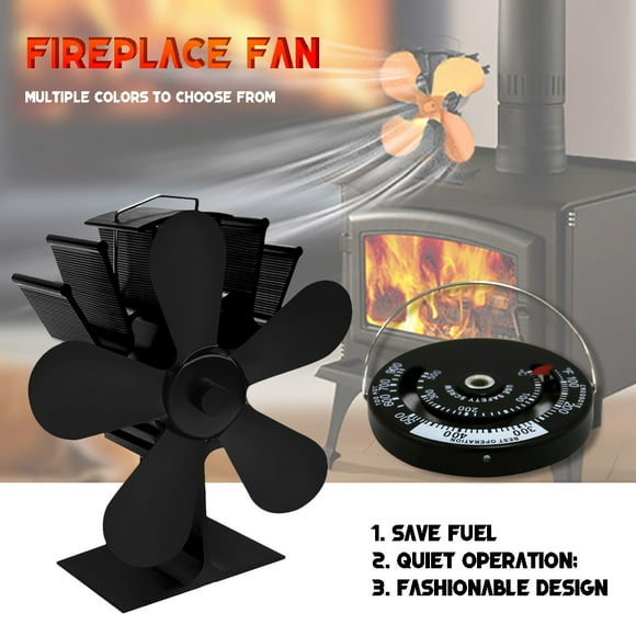 Xihbxyly Ventilador para Chimenea, 5 Aspas, Circulación Eficiente Del Calor, Autogenerado, No Requiere Batería, Funcionamiento Silencioso, Mejora El Rendimiento de La Estufa, Solución para Calentar E