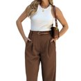 thumbnail image 4 of ShomPort Women's Summer High Waist Work Pant Casual Business Cinch Bottom Straight Pant with Pockets, 4 of 8