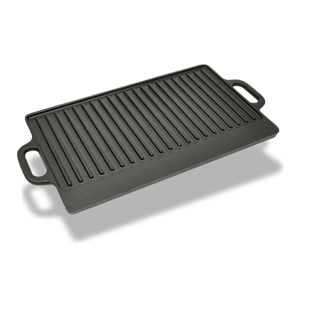 Anself Grill BBQ Barbecue Plate Cast Iron Platter Reversible