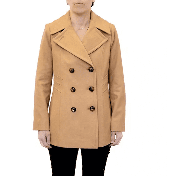 London Fog Women's Wool Peacoat (Camel, Medium)