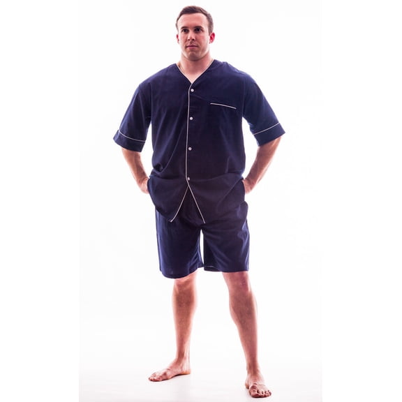 Up2date Fashion Men's Woven Short Sleeves Pajama Set with Shorts Lightweight Loungerwear
