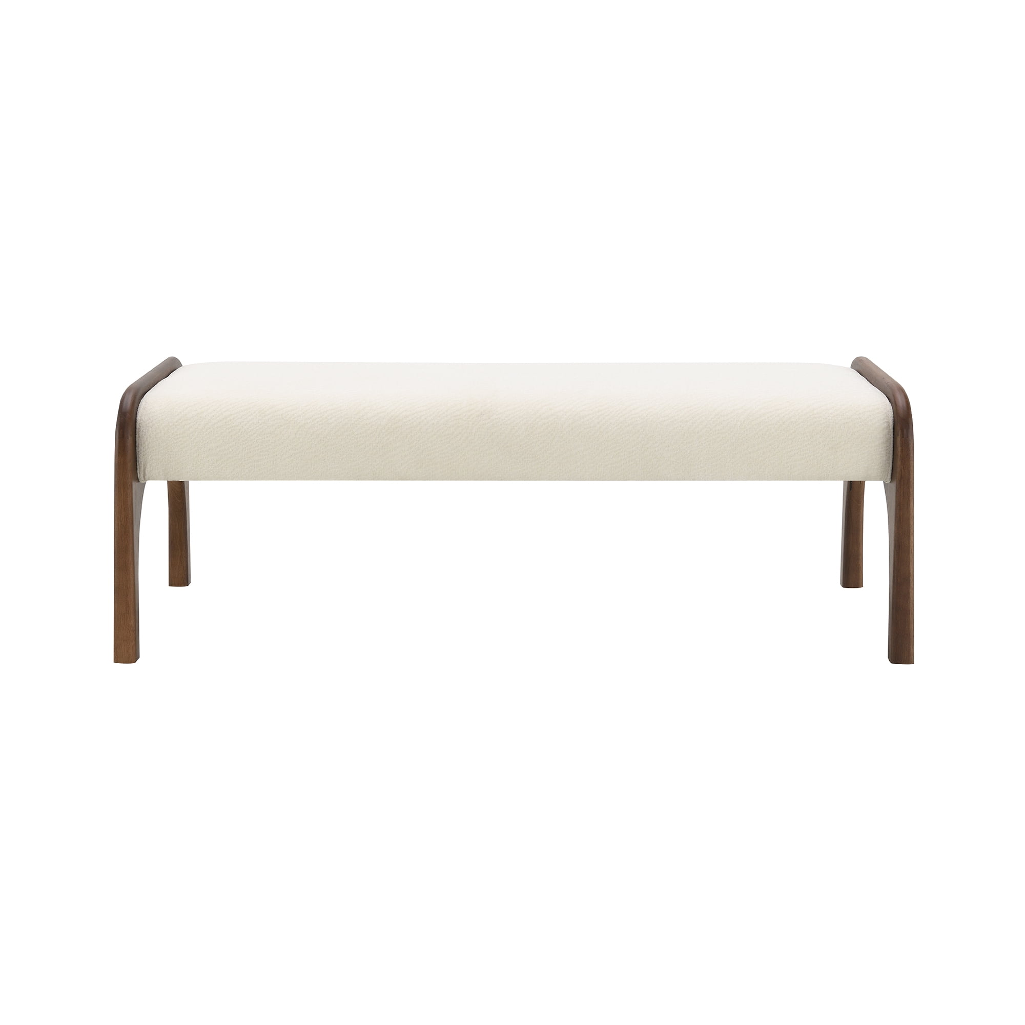50.25 Inch Upholstered Long Bench, Modern Dining Bench with Soft Chenille Fabric and Rubber Wood Legs, 6 Inch Thick Padded Seat for Kitchen Table Bedroom Entryway, Beige