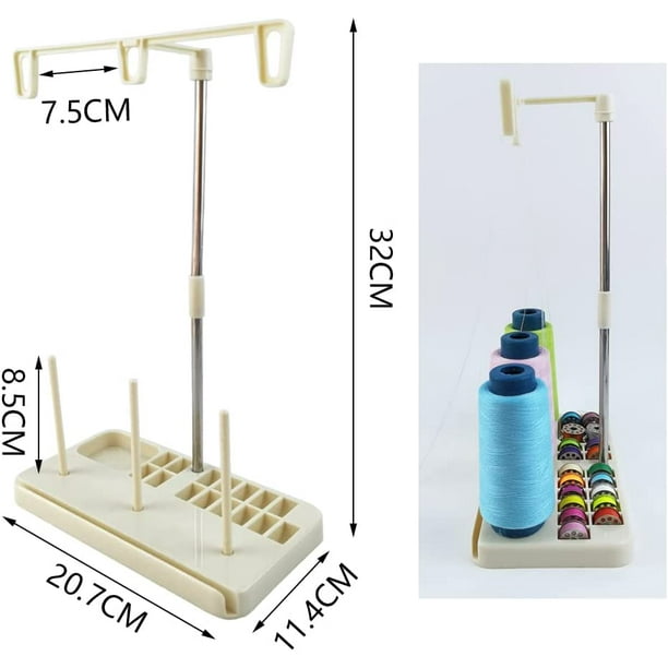 Soporte De Hilo Para Máquina De Coser De 3 Carretes | Portahilos Vertical Con Almacenamiento | Acero Inoxidable Y Plástico | Organizador Para Bordado Doméstico