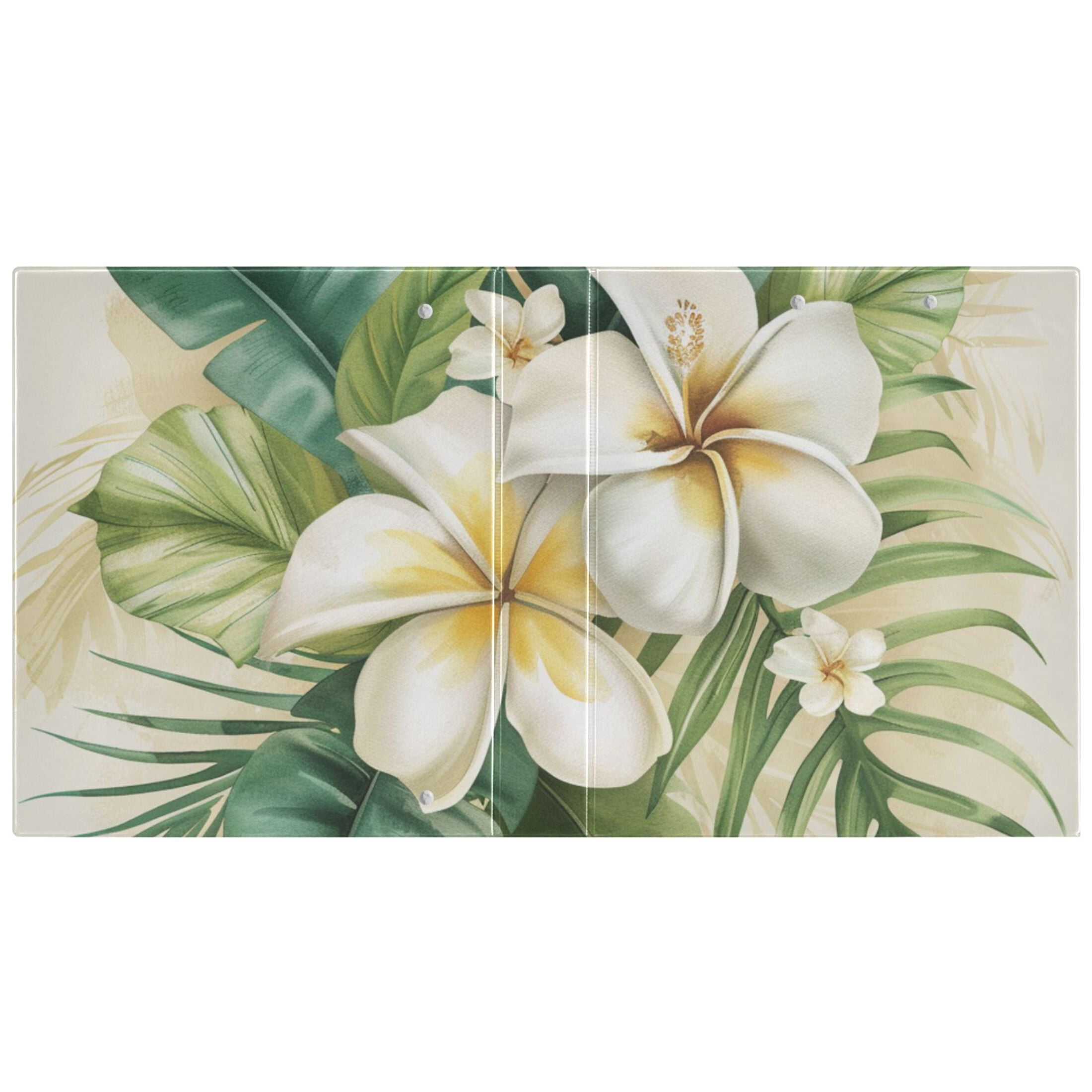 White Flower 3 Ring Binders 1.5 inch Hardcover File Folders with Interior Pockets A4 Size Organizer for School Office Hospital