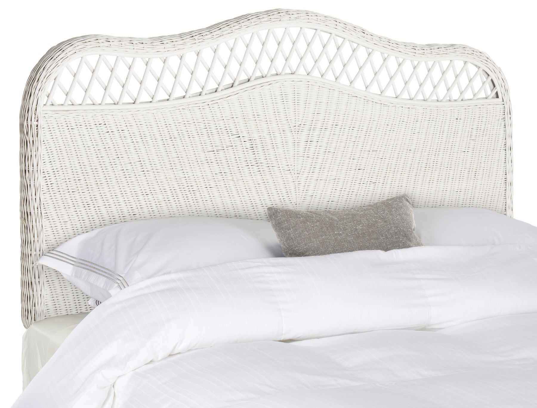 SAFAVIEH Sephina Rustic Coastal Rattan Headboard, Full, White