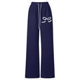 thumbnail image 3 of HUAXUN-Style B-Girls Bow Drawstring Baggy Sweatpants,Lightweight Straight Leg Athletic with Pockets Casual Sweatpants,Elastic Waist Playful Comfort Pants for School(Navy,6-7Years), 3 of 4