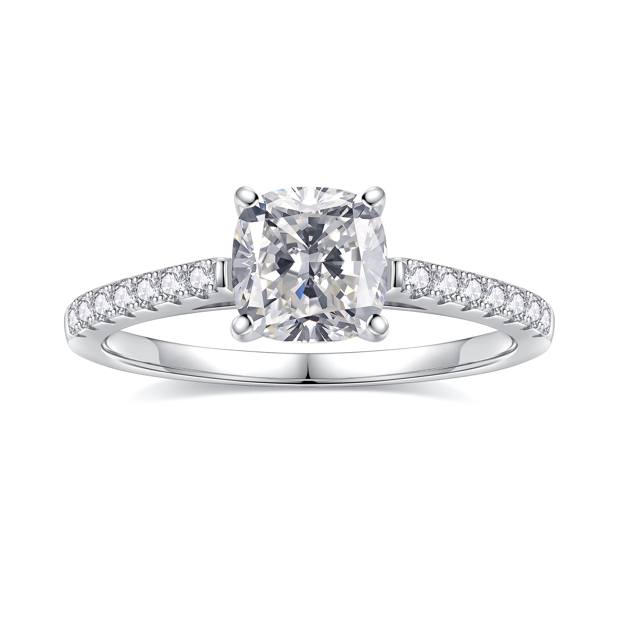 1.5ct Moissanite Engagement Ring 925 Sterling Silver Cushion Cut Diamond Ring Wedding Band Promise Rings for Women Customizable Size