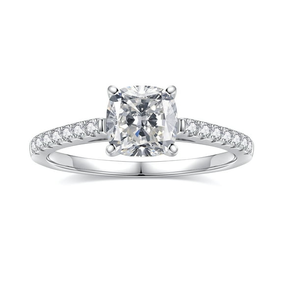 1.5ct Moissanite Engagement Ring 925 Sterling Silver Cushion Cut Diamond Ring Wedding Band Promise Rings for Women Customizable Size