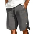thumbnail image 3 of DDAPJ pyju Mens Linen Shorts Trendy Casual Summer Shorts Drawstring Elastic Waist Beach Vacation Shorts Dark Gray XXL, 3 of 8