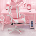 thumbnail image 4 of MoNiBloom Gaming Chair, Reclining Computer Chair with Footrest and Lumbar Support, Height Adjustable Office Chair with Swivel Seat and Headrest for Women Girls, Pink/White, 4 of 14