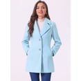 thumbnail image 2 of INSPIRE CHIC Women's Elegant Notched Lapel Button Single Breasted Winter Long Coat Light Blue L, 2 of 7
