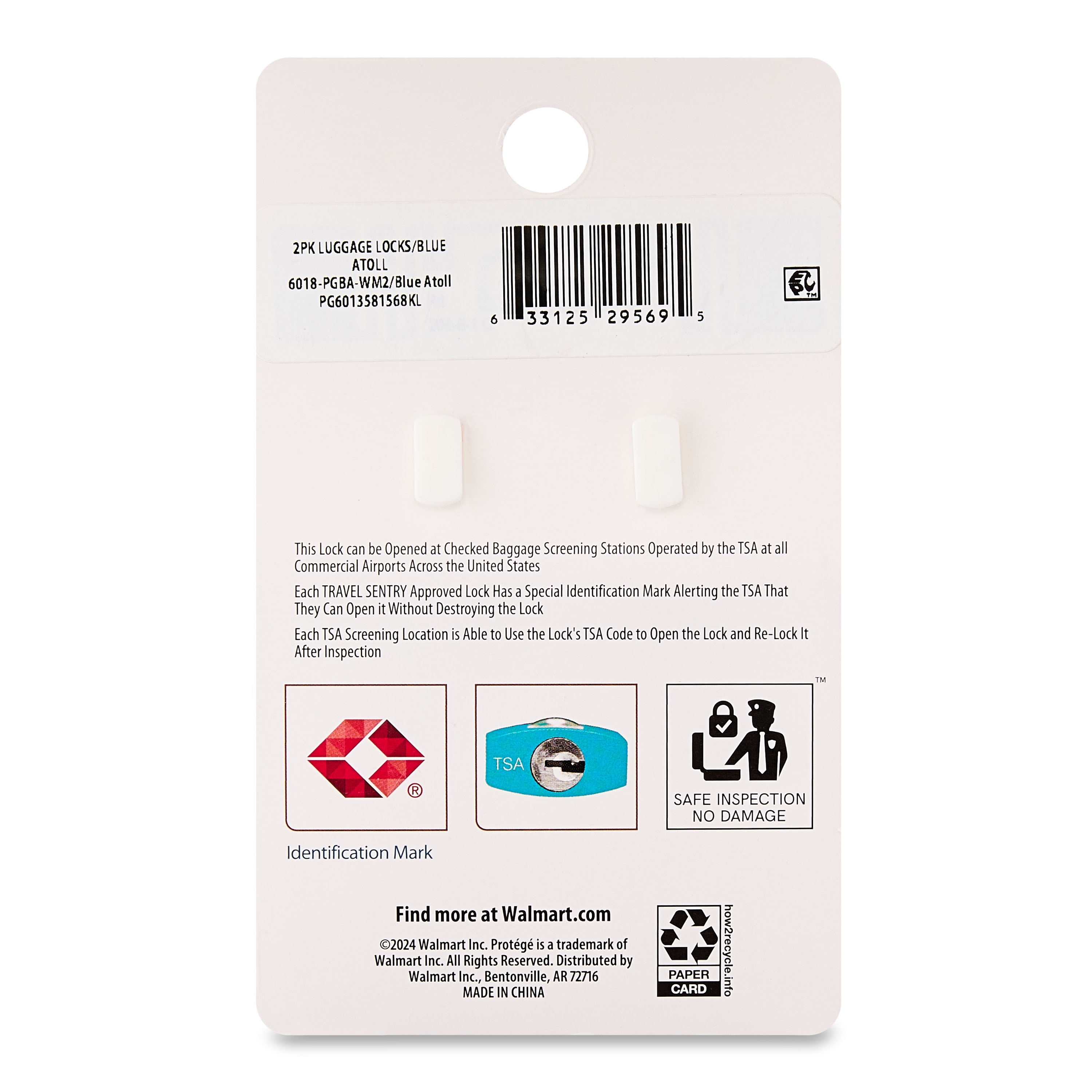 (3 pack) Protégé Key Luggage Lock Set of 2 in Blue Atoll