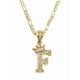 thumbnail image 1 of Cadena y dije de brillos con corona de oro laminado letra F, 1 of 8
