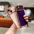 thumbnail image 4 of For iPhone 14 Plus Case,for Women Girls Soft Cute Wave Frame Curly Shape Love Heart Luxury Plating Phone Case,Luxury Slim Plating EdgeCase,Anti-slip Grip,Full camera lens protection,Darkpurple, 4 of 6