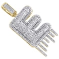 thumbnail image 4 of 10K Yellow Gold Diamond E Initial Bubble Drip Pendant Pave Dome Charm 0.75 CT., 4 of 6