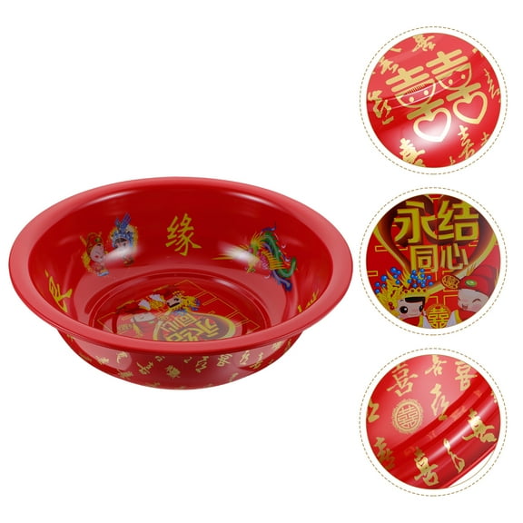 ULTNICE 1Pc Vintage Wash Basin Metal Round Basin for Chinese Style Wedding Ceremony