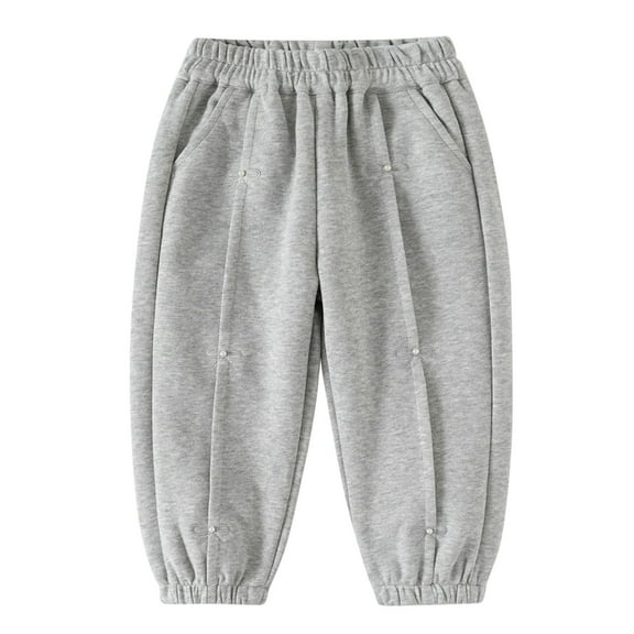 Gfyviroh 3-10 Y Toddler Kids Cotton Pants Little Girls Pleated Cuffed Pants with Pockets Soft Elastic Waist Sport Pants