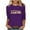 Purple, variant on 3/4 Sleeve Tops for Women Plus Size Round Neck Casual Print Christmas T Shirt Long Sleeve Tee Tops