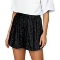 thumbnail image 2 of Sparkly Sequin Shorts for Women Summer Casual Elastic High Waist Shiny Sequins Straight Leg Shorts Night out Clubwear, 2 of 5
