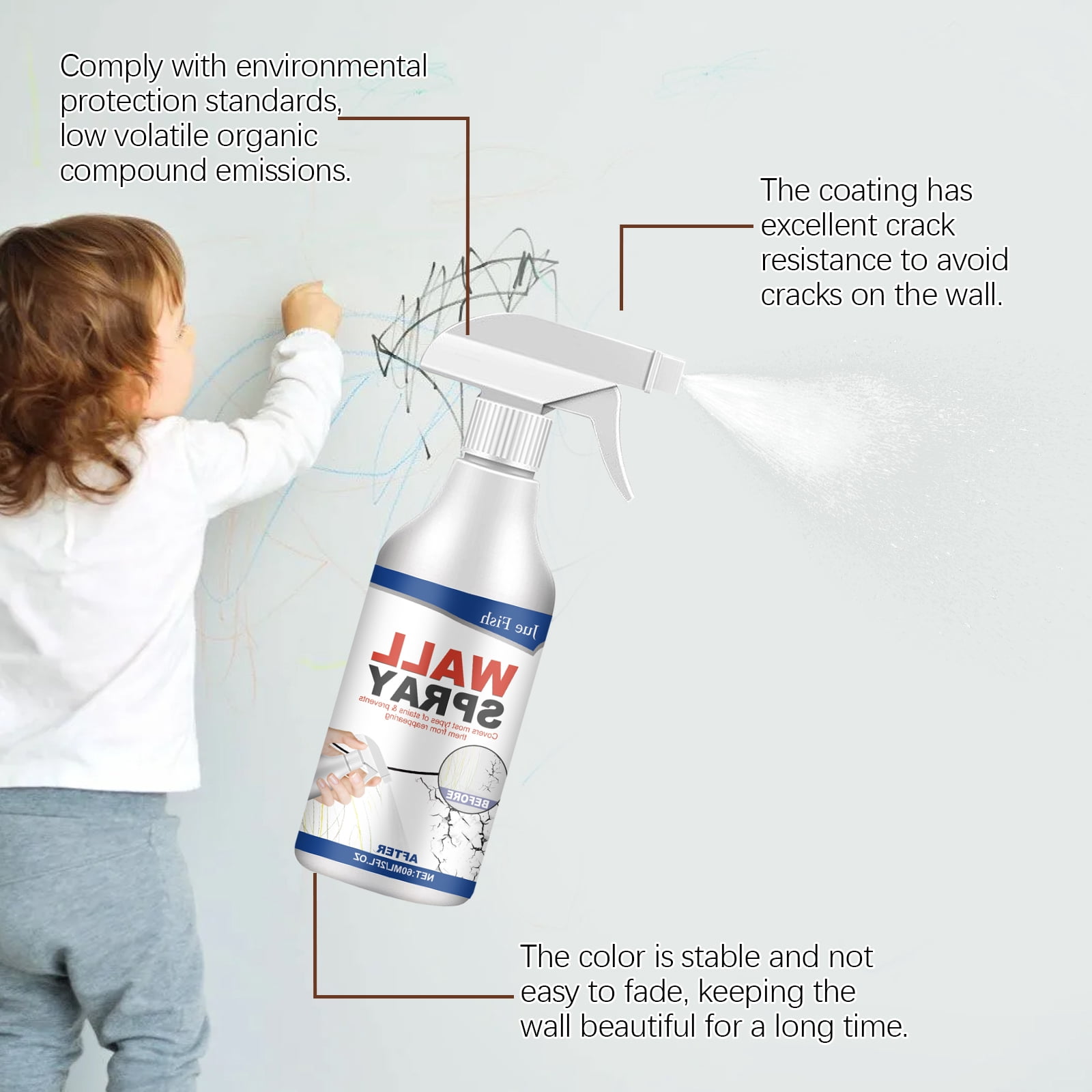 2pcs Wall Repair Paint White Spray Paint, Versatile Wall Repair Paint Wall Spray Paint, Water-Based Paint White Peel, White Ceiling Paint, Covers Up Stain Sealing Ceiling Paint, Stain Remover