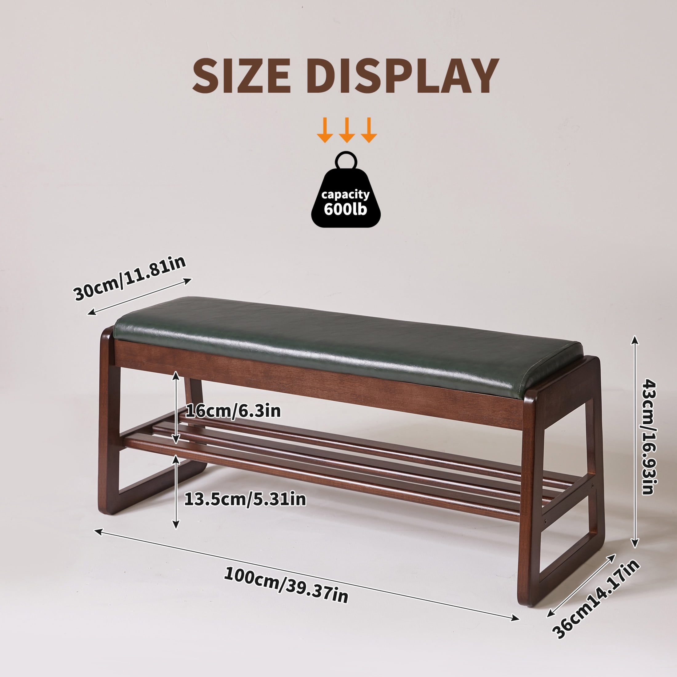 Noble House 39.37" Shoe Storage Bench with Lift-Top Seat, Upholstered Bench with Shoe Shelves, Green