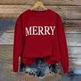 thumbnail image 3 of Craaazy Christmas Gifts Women's Christmas Merry Round-Neck Loose Sweatshirt Long-Sleeved Top Casual Sweatshirt Gifts For Women, 3 of 6
