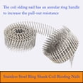 thumbnail image 4 of ALL-CARB 1200 Count Stainless Steel Coil Roofing Ring Shank Siding Nails 15-Degree Collated Wire Coil 1-1/4 Inch, 0.09 Inch Ring Shank, Small Cap Coil Stud Siding Nails, 4 of 6