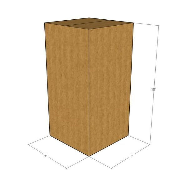 9x9x18 Kraft Brown Corrugated Shipping Boxes, 32 ECT Single-Wall, Qty 175