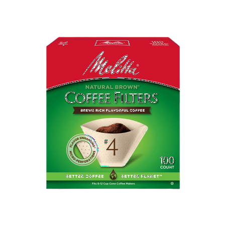 Melitta #4 Natural Brown Cone Coffee Filters, 100 Ct