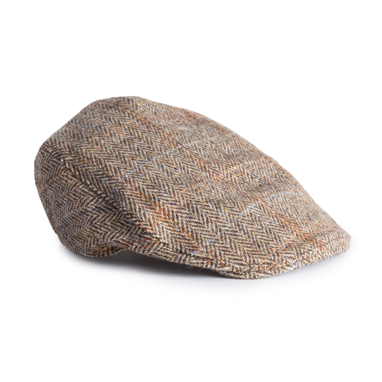 brown herringbone flat cap