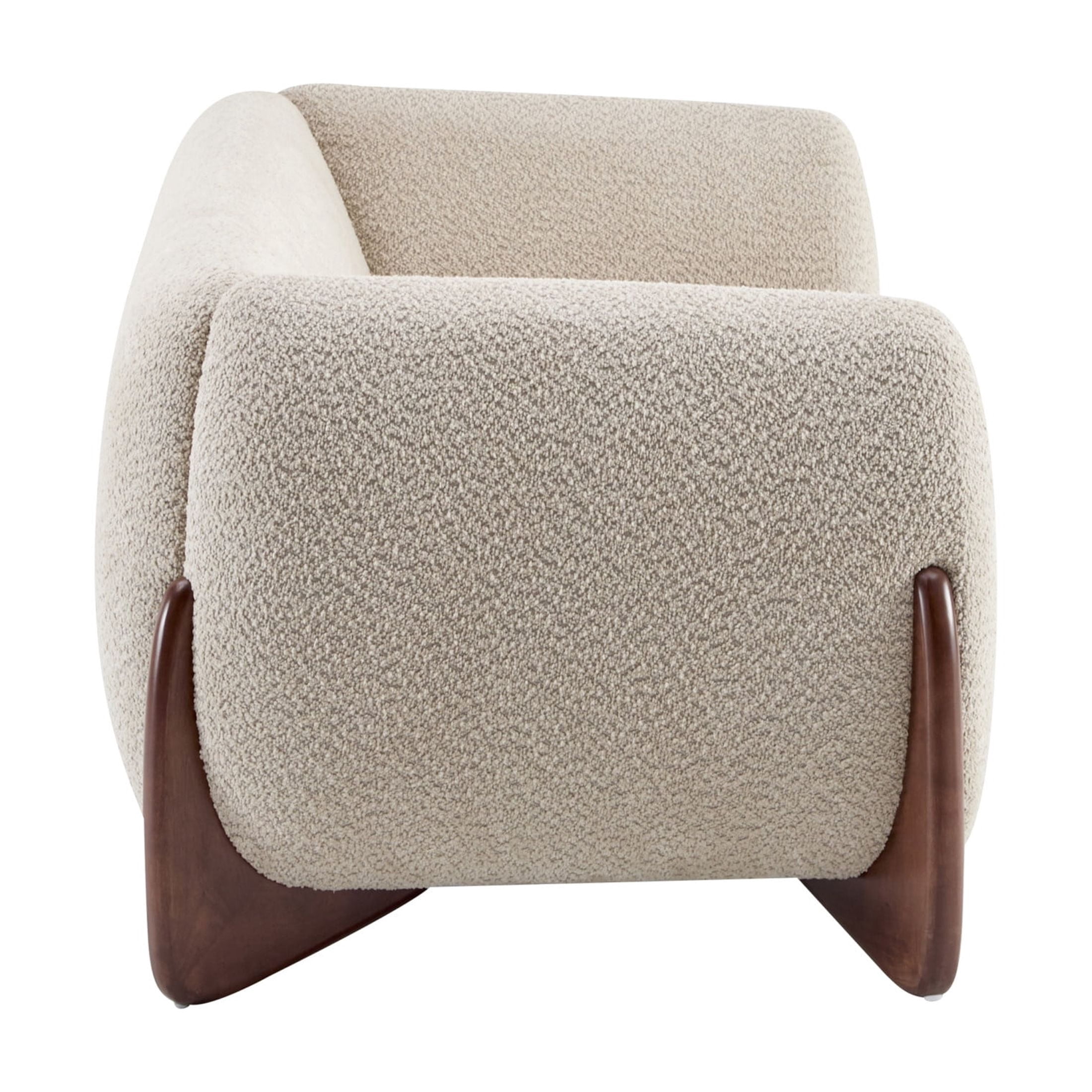 Christopher Knight Home 82" Boucle Sofa, 3-Seater Faux Sherpa Couch with Wood Legs & Curved Design, Almond