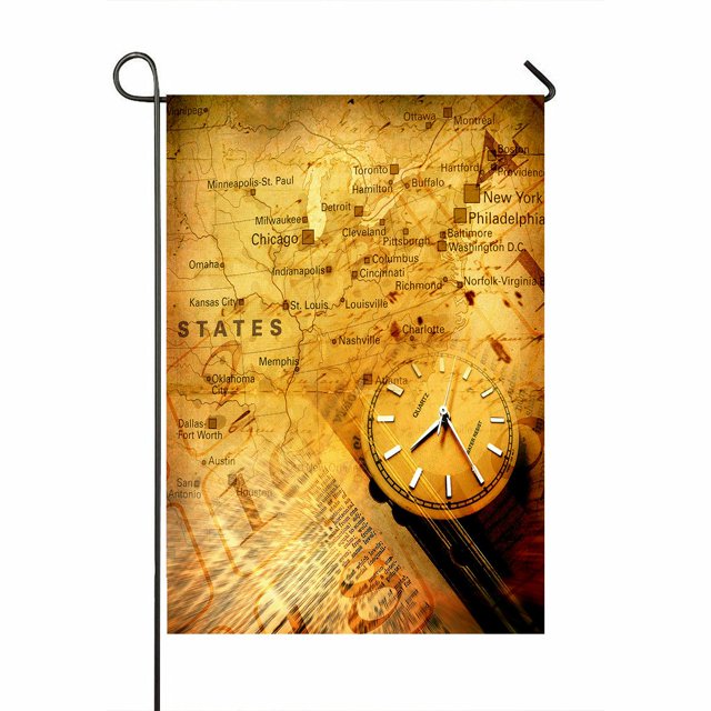 Reloj Con Mapa Texturizado Antiguo ABPHQTO bandera casa 70x100 cm