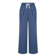 thumbnail image 4 of Enjoytime Womens Pants Casual Drawstring High Waist Wide Leg Pants Side Striped Casual Loose Trousers with Pockets Blue M, 4 of 6