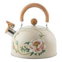 Floral Whistling Tea Kettle, Stainless Steel Stovetop Kettle with Handle, Traditional Whistling Design for Stove, 2.5L Capacity, Durable and Stylish Tea Kettle for Home or Kitchen Use
