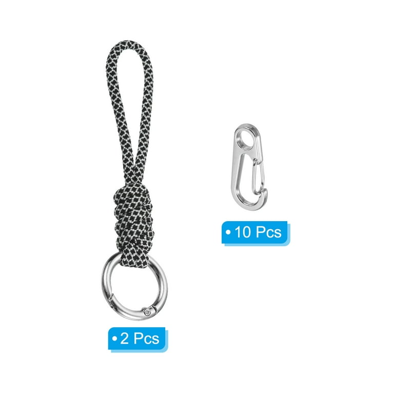 Uxcell 5.5 inch Paracord Lanyard Keychain Braided Lanyard Wrist Strap with Snap Hooks, Black White 2 Pack, Women's