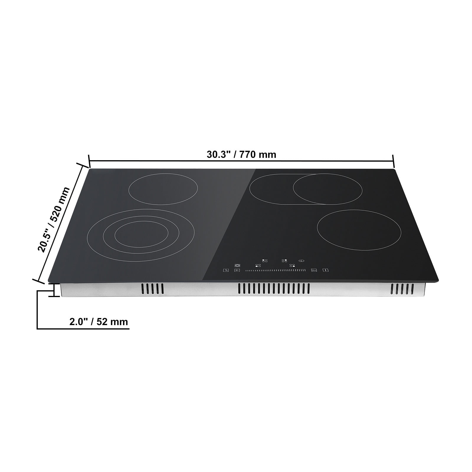 SKYSHALO Built-in Electric Cooktop Radiant Ceramic Cooktop 4 Burners 30.3x20.5 inch