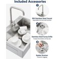 thumbnail image 2 of 24x18 Inch Drop In Kitchen Sink 16 Gauge Stainless Steel Top mount Sinks Deep Single Bowl Sink with Hot & Cold Water Faucet, Silver, 2 of 7