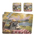 thumbnail image 2 of Square Leather Placemat Set One SizeX4 Heat-Resistant Washable Kitchen Table Decorations Picnic Cute Raccoon, 2 of 8