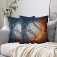 thumbnail image 2 of Funny 3D Baseball Throw Pillow Covers Cool Water with Fire Pattern Soft Decorative Throw Pillowcase Indoor/Outdoor Square Pillow Cover Cushion Case for Couch Sofa Kids Bedroom Car (16in x 16in), 2 of 6