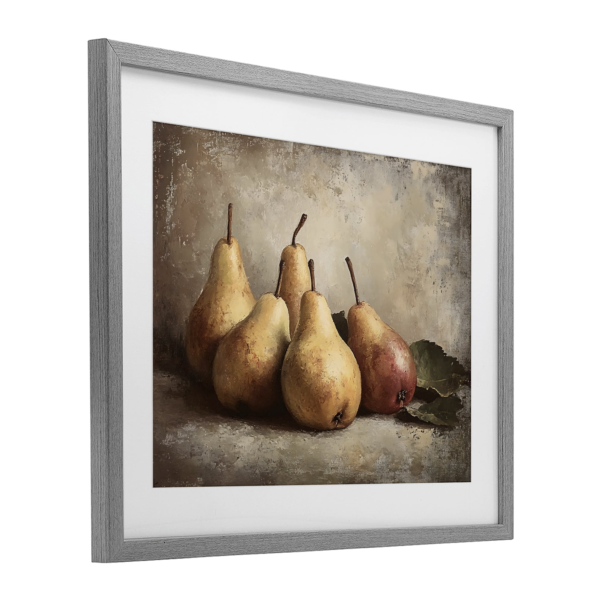 Stupell Industries Neutral Pear Still Life Gray Framed Print Under Glass, design by Franklyn Gregory