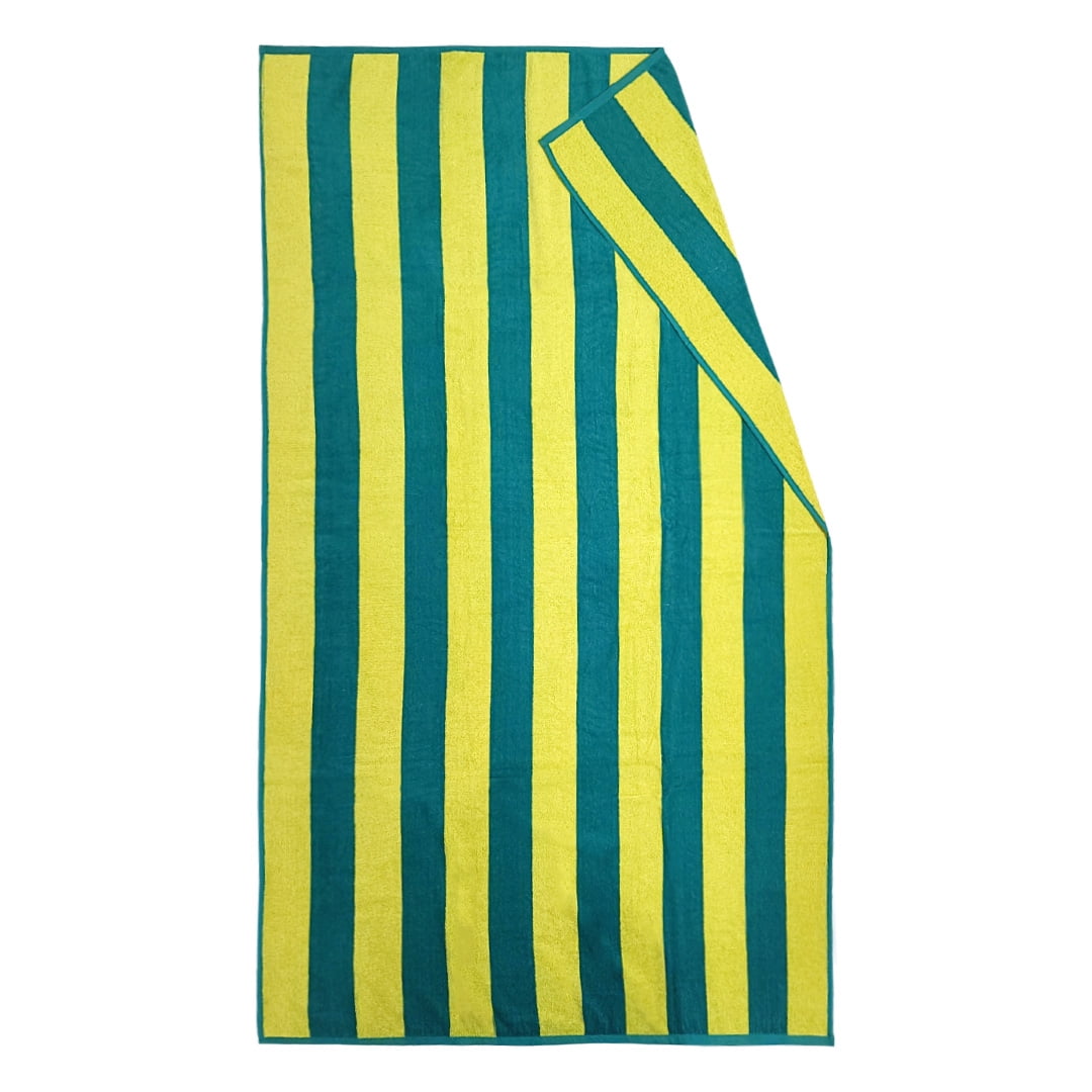 Kaufman - Premium 2-Pack Velour Oversized Double Jacquard Reversible 750 GSM Beach, Pool Towel, Plush Towel, 40in x 70in, Luxurious 100% Cotton (Green/PIN)